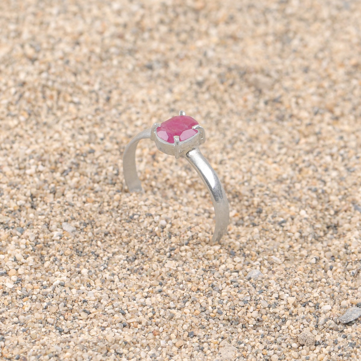 Rose Ruby Silver Ring| Solitaire Women's Ring 2