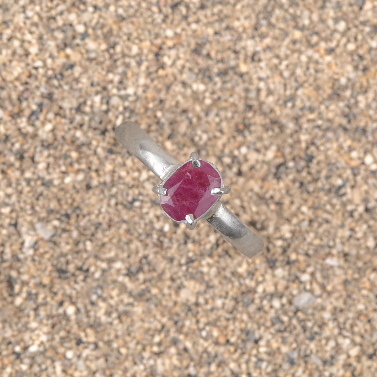Rose Ruby Silver Ring| Solitaire Women's Ring 3