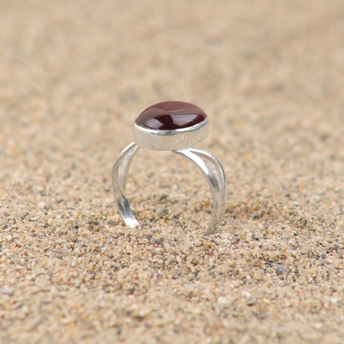 Dark Brown Agate Ring| Oval Silver Women's Ring 1