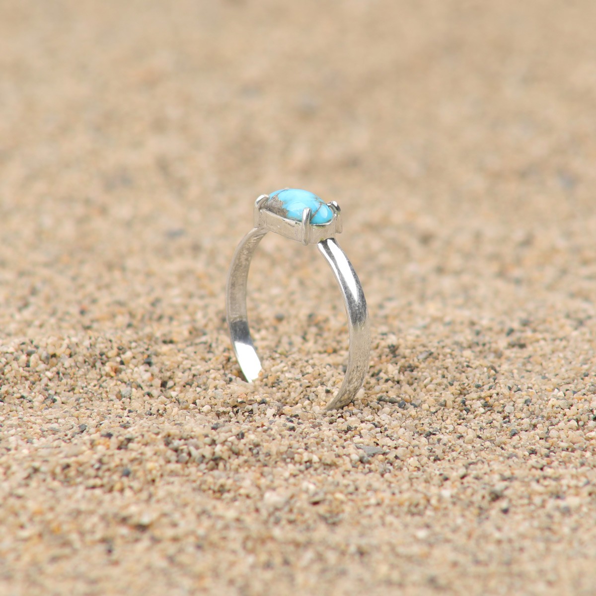 Turquoise Silver Ring | Halo Style Women's Ring 1