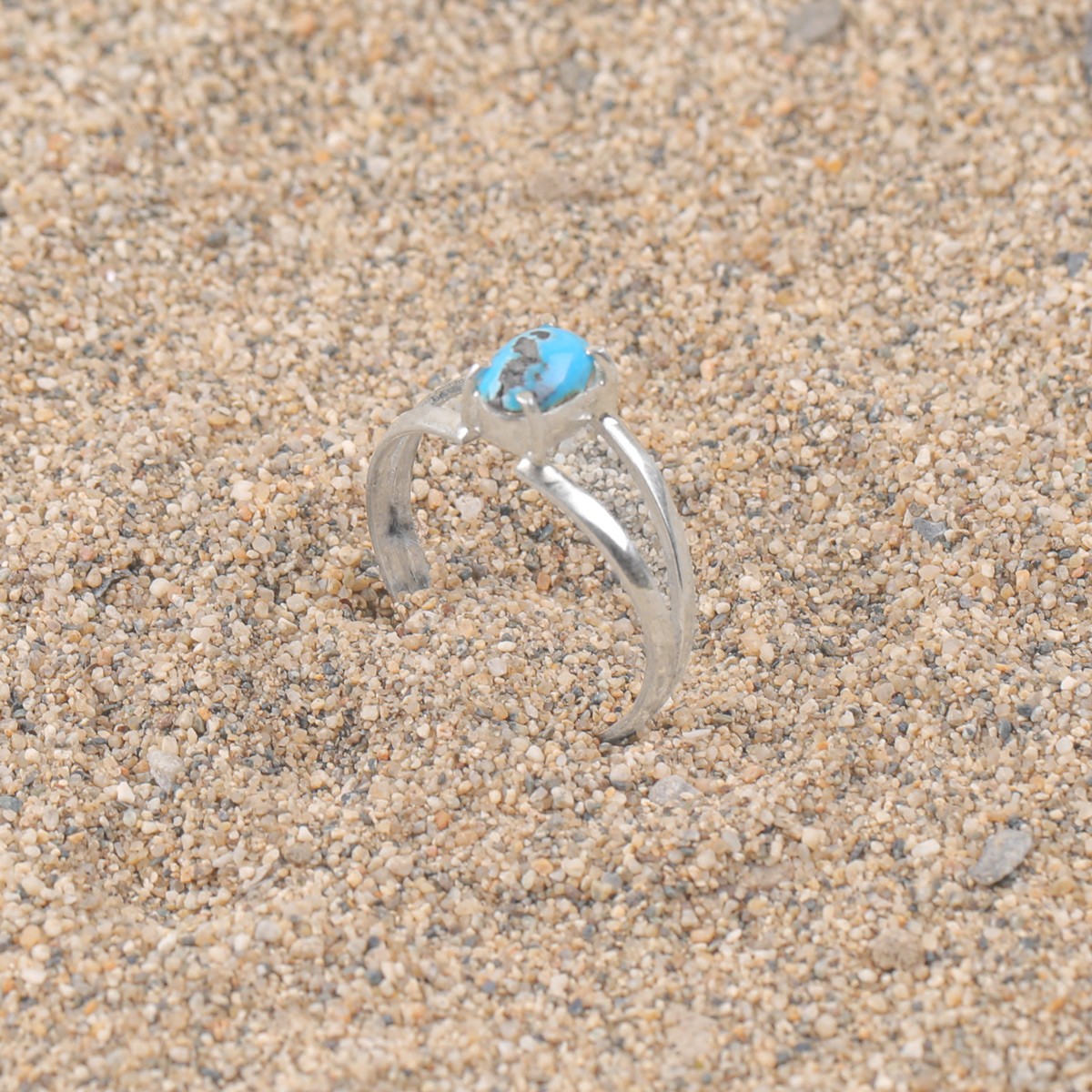 Turquoise Silver Ring | Halo Style Women's Ring 2