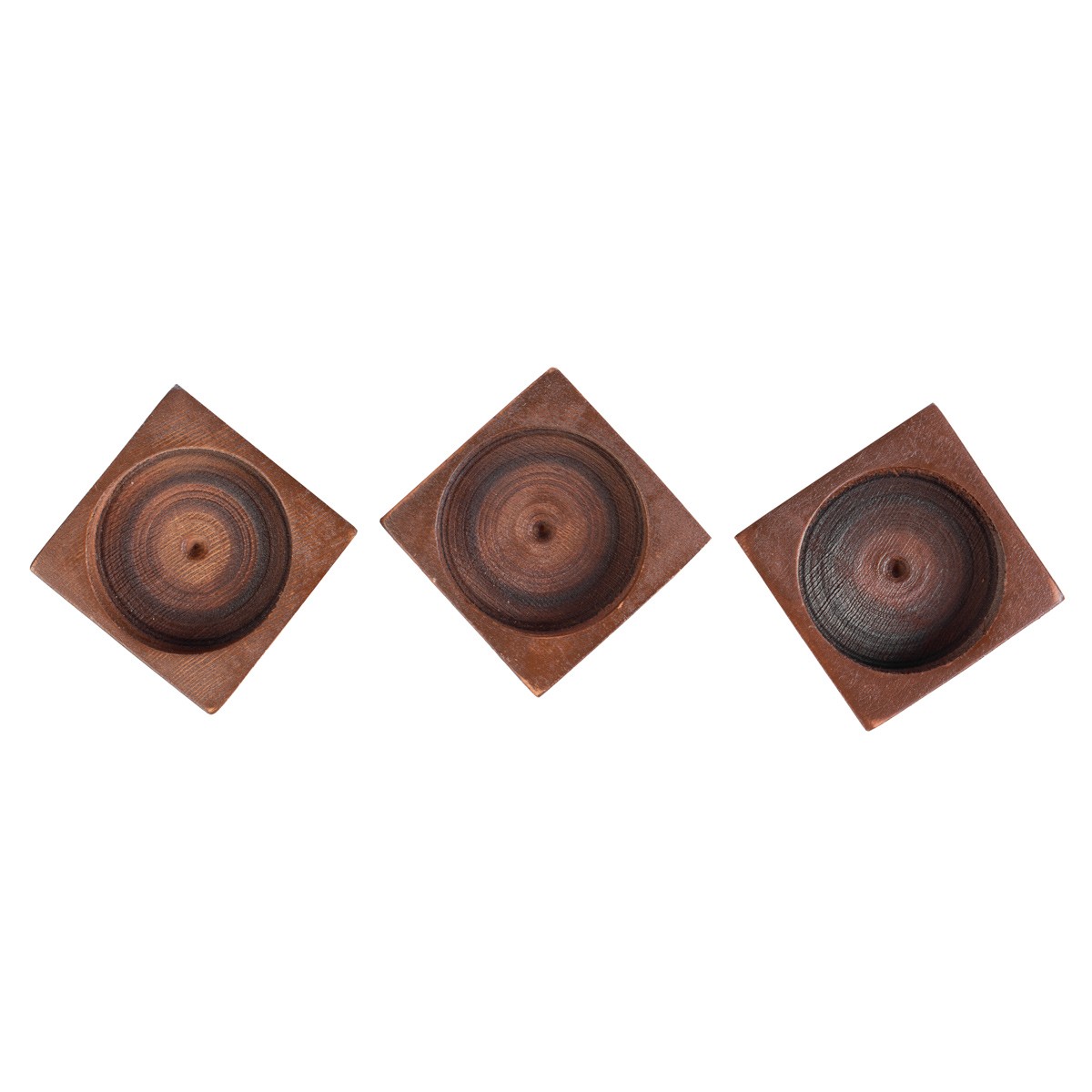 Walnut Wood Candle Holder | Mini Square Candle Holder Set 3