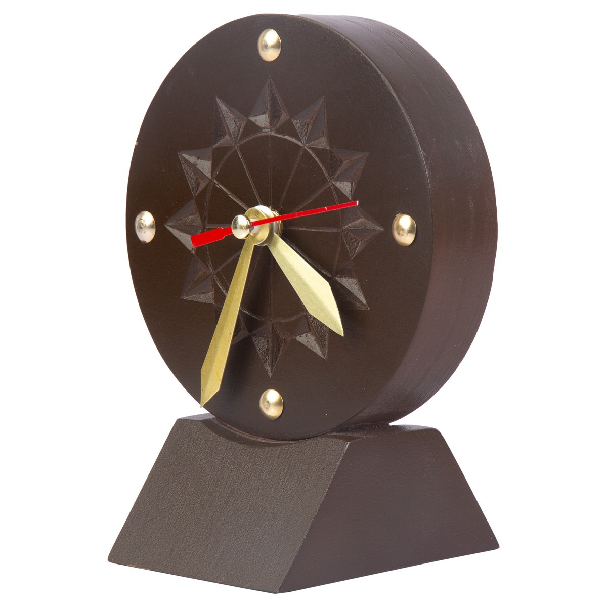 Walnut Wood Table Clock | Mini Nuristani Wooden Clock 2