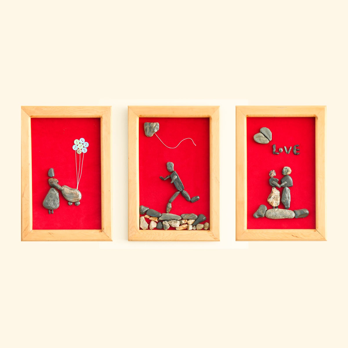 Wooden Romantic Frame Set | Valentine Stone Work Art Frame 1