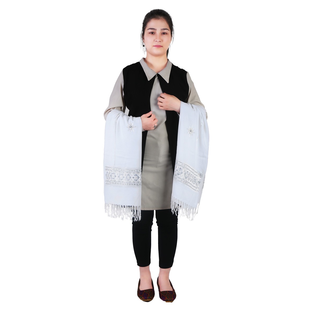 White Cotton Hazaragi Shawl 2