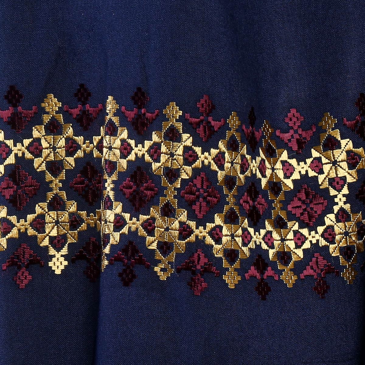 Navy Blue Hazaragi Embroidered Cotton Scarf 3