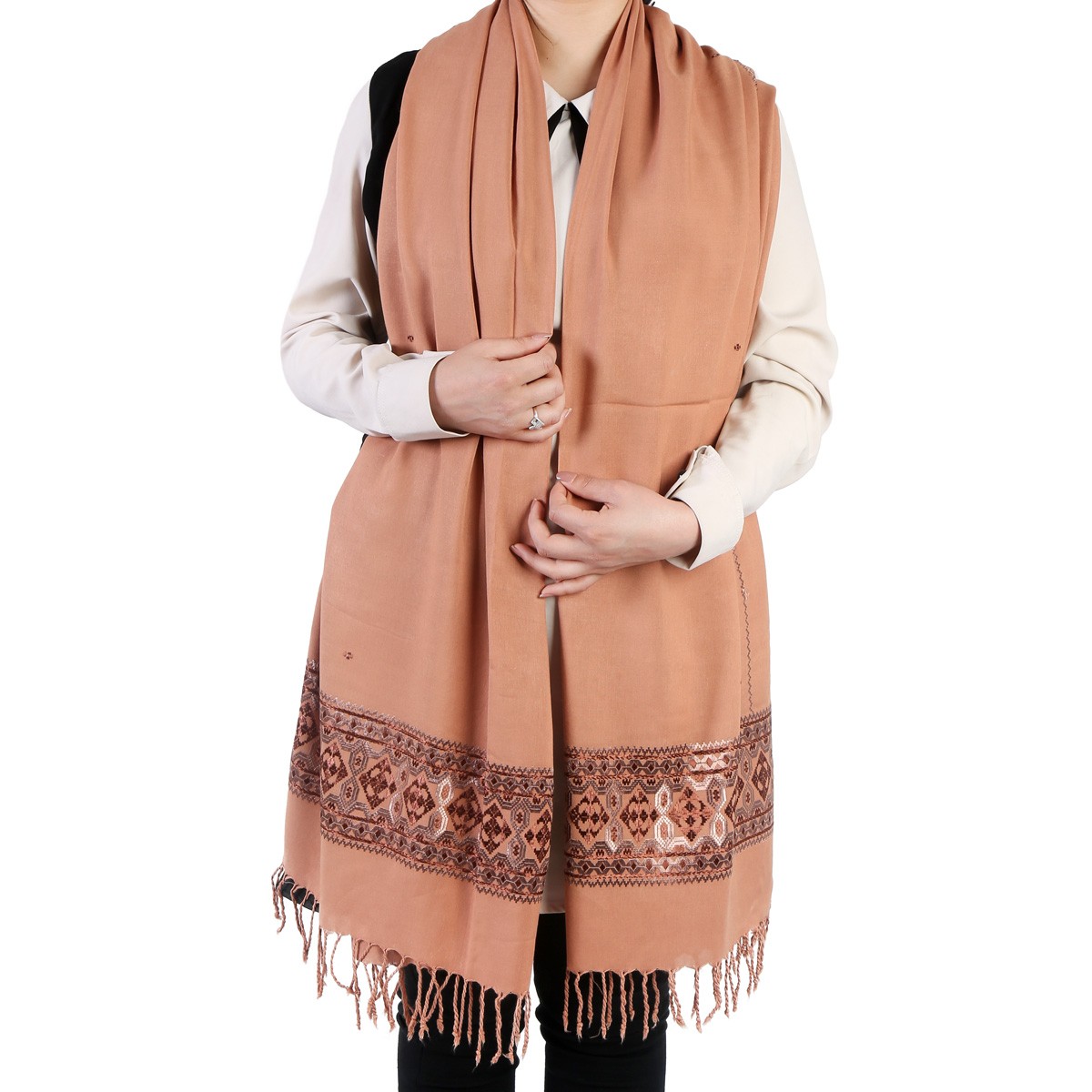 Cotton Scarf With Embroidered Borders 2