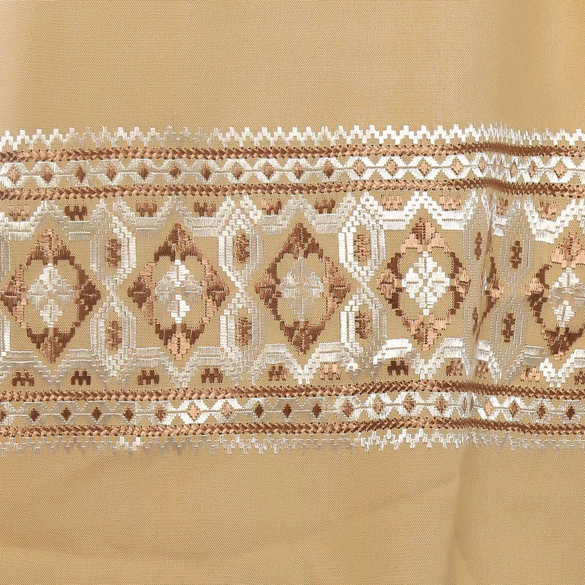 Brownish Yellow Cotton Embroidered Scarf 3