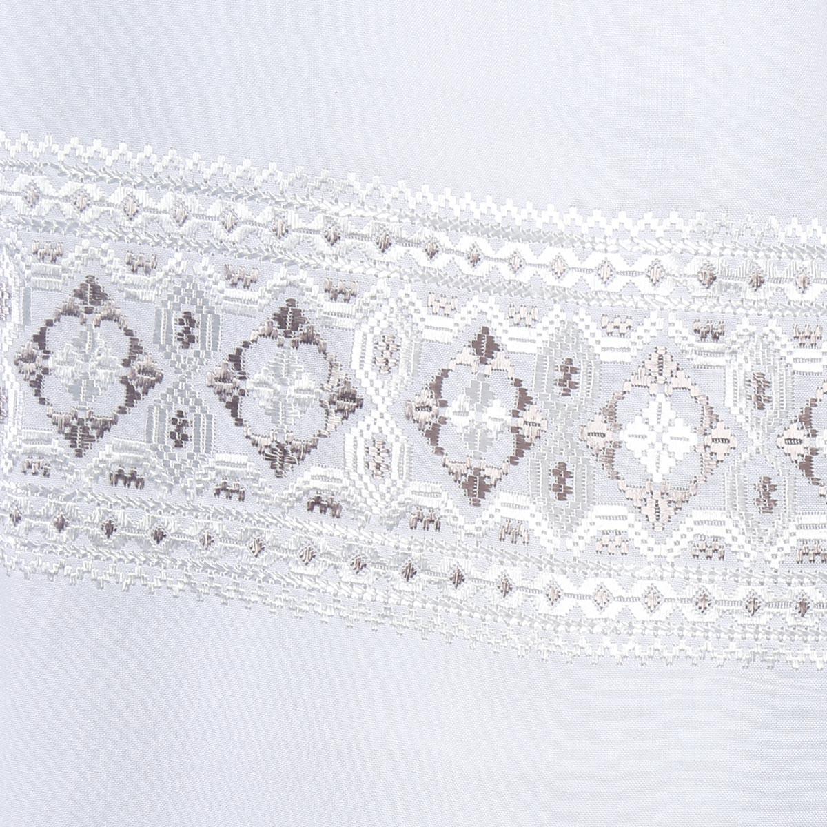 White Cotton Scarf With Gray Embroidery 3