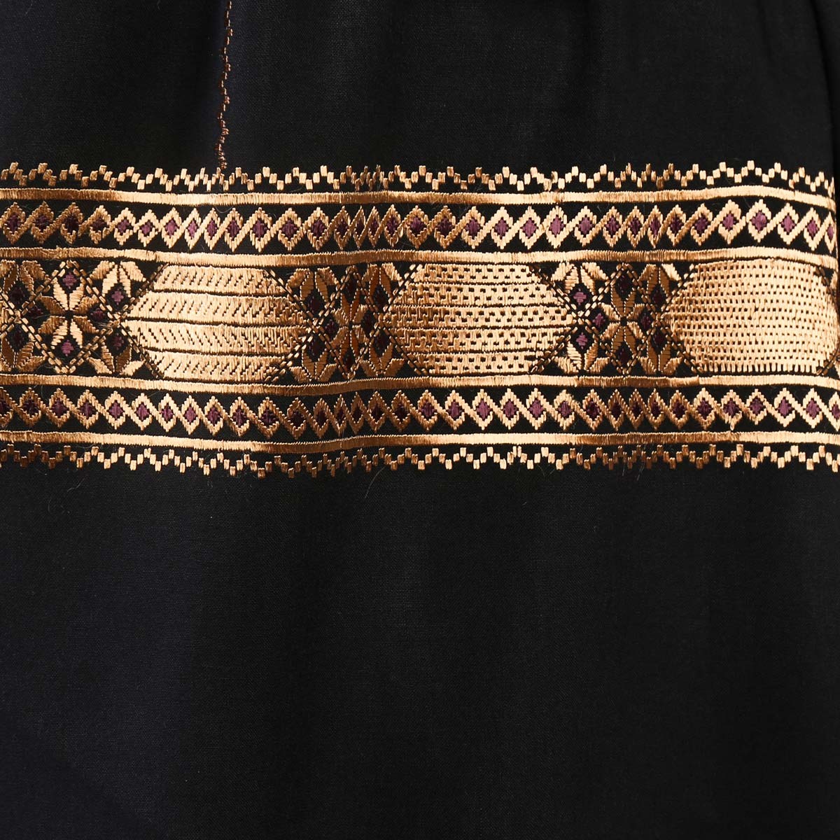Golden Embroidered Black Cotton Women Shawl 3