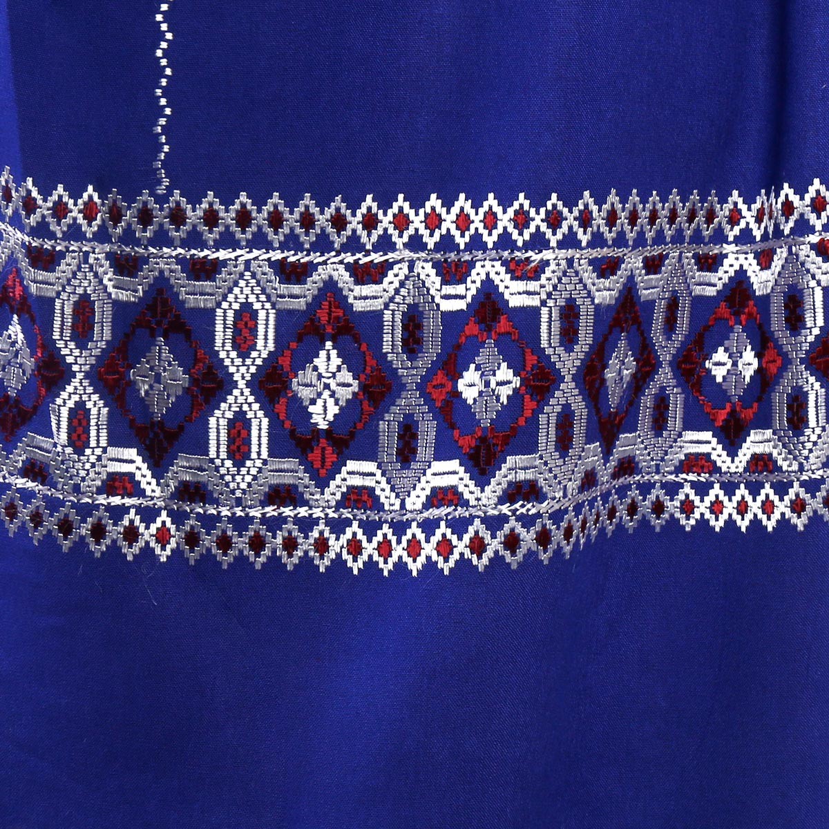 Blue Cotton Scarf With Colorful Embroidery 3