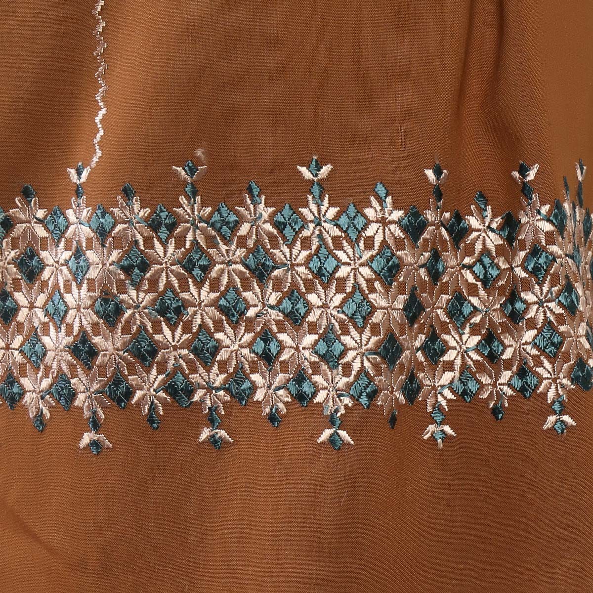 Hand Embroidered Rustic Orange Cotton Shawl 3