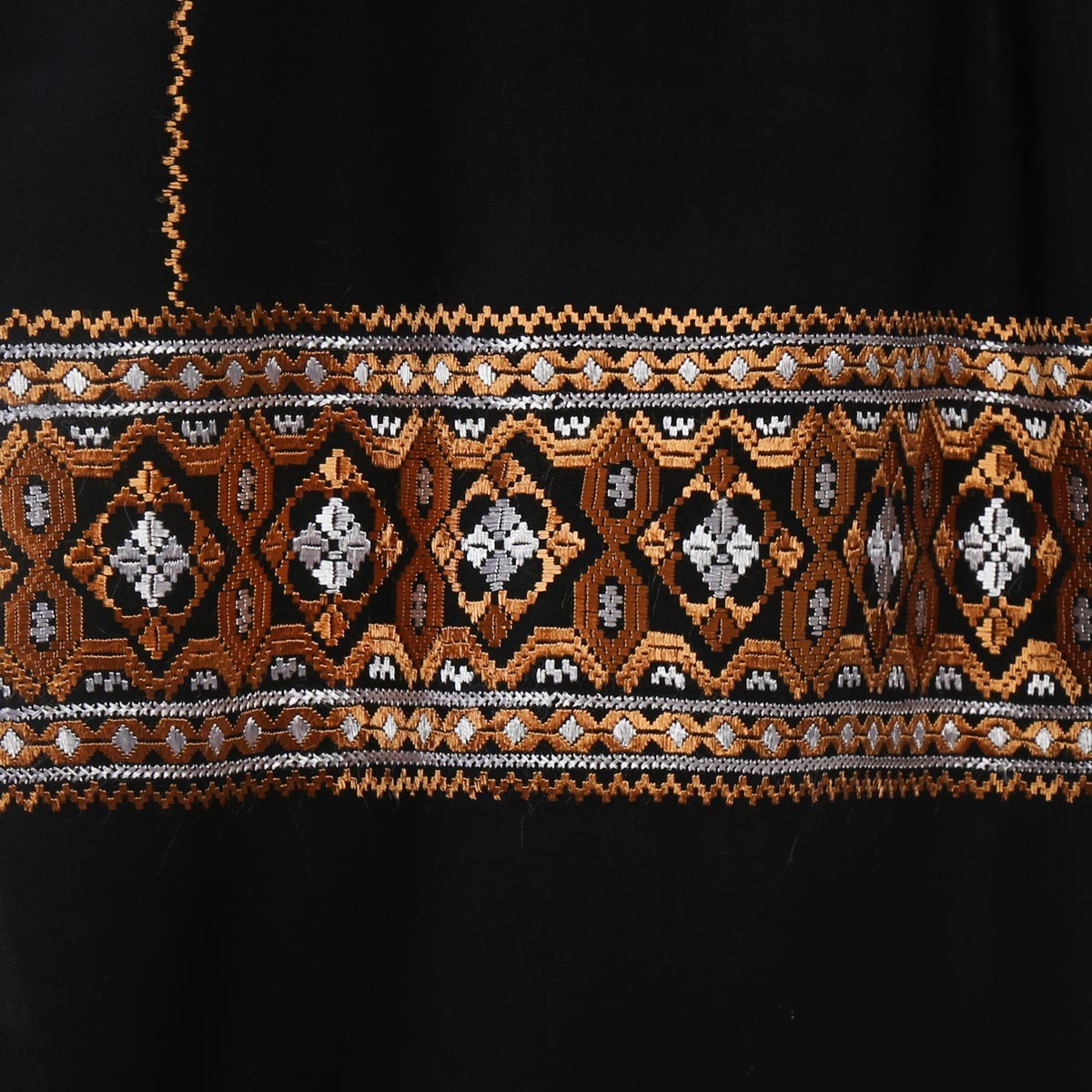Black Fancy Scarf With Golden and White Embroidery 3
