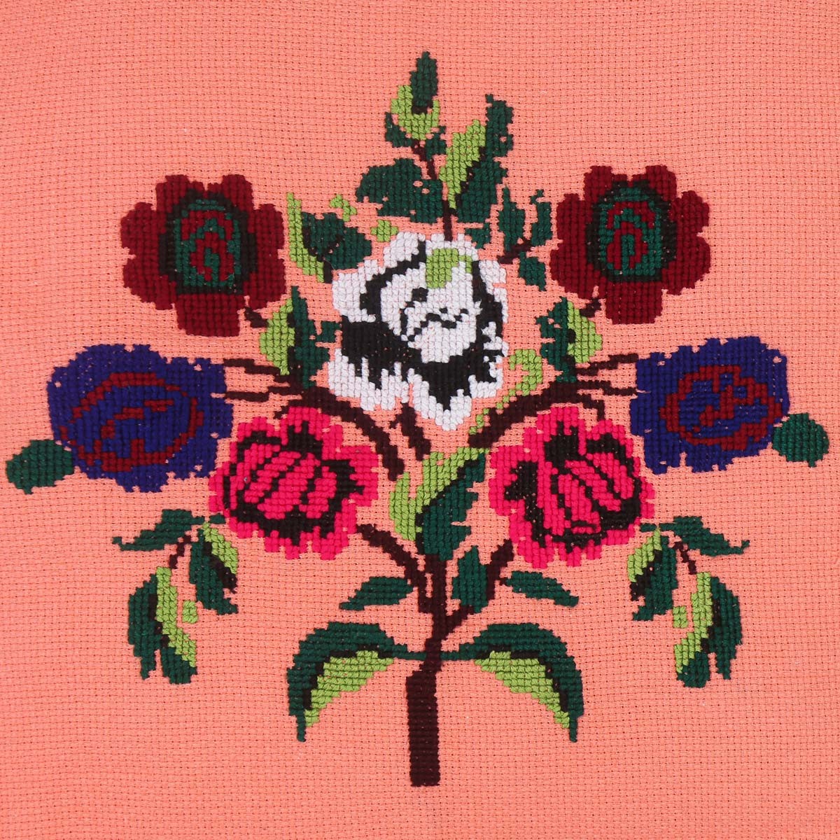 Floral Stitched Pillowcase | Salmon Red Pillowcase 2