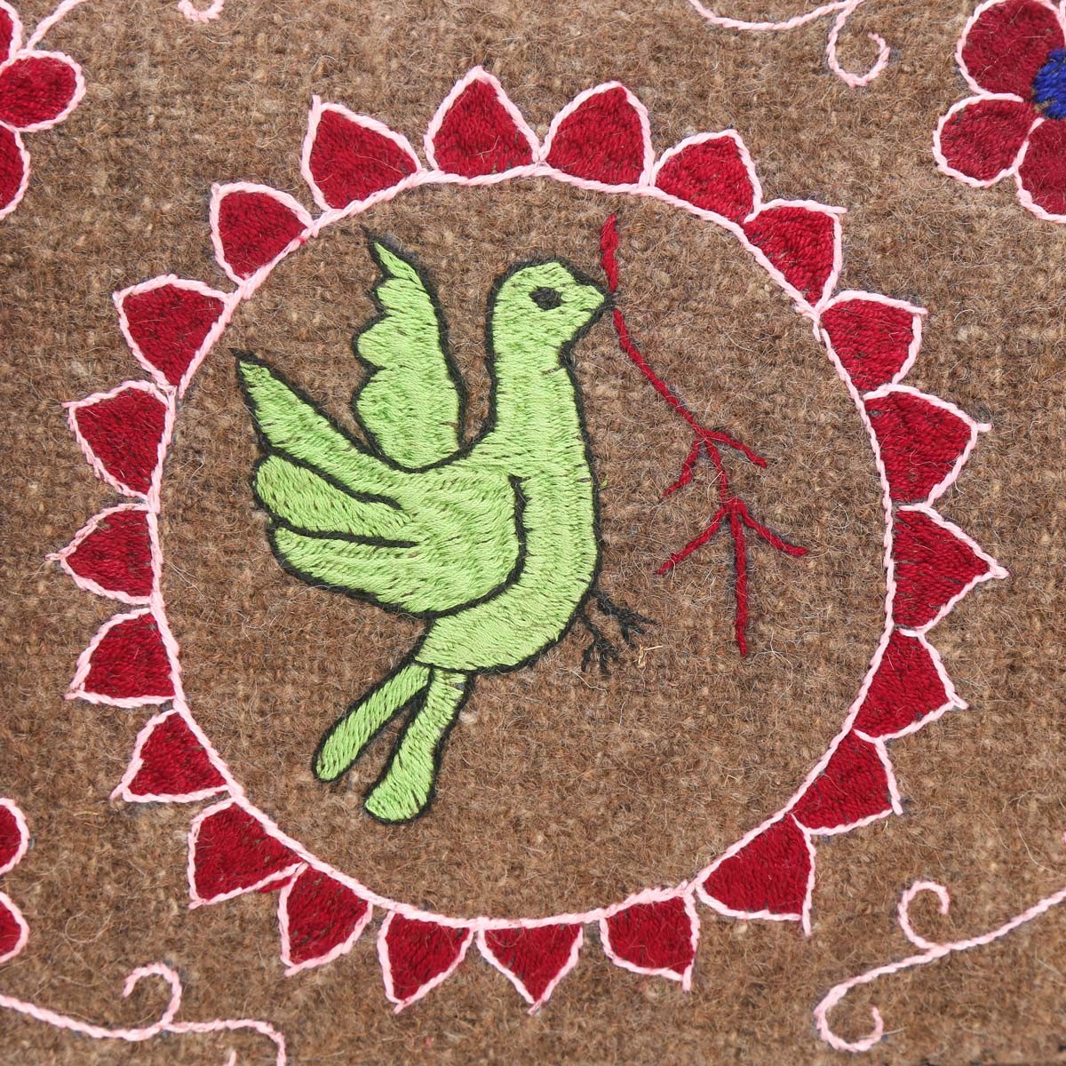 Brown Woolen Bag | Bird Embroidered Shoulder Bag 2