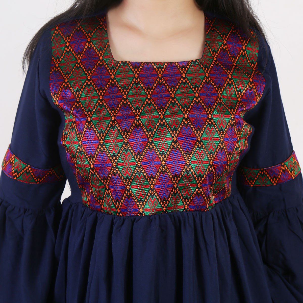 Blue Afghan Hazaragi Dress With Embroidered Hat 2