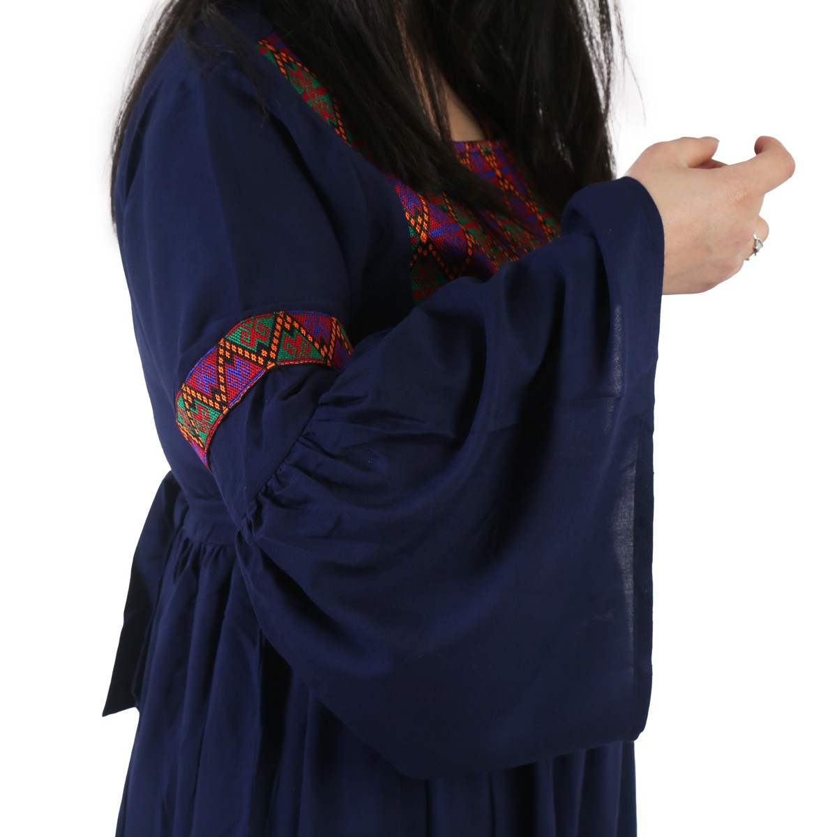 Blue Afghan Hazaragi Dress With Embroidered Hat 3