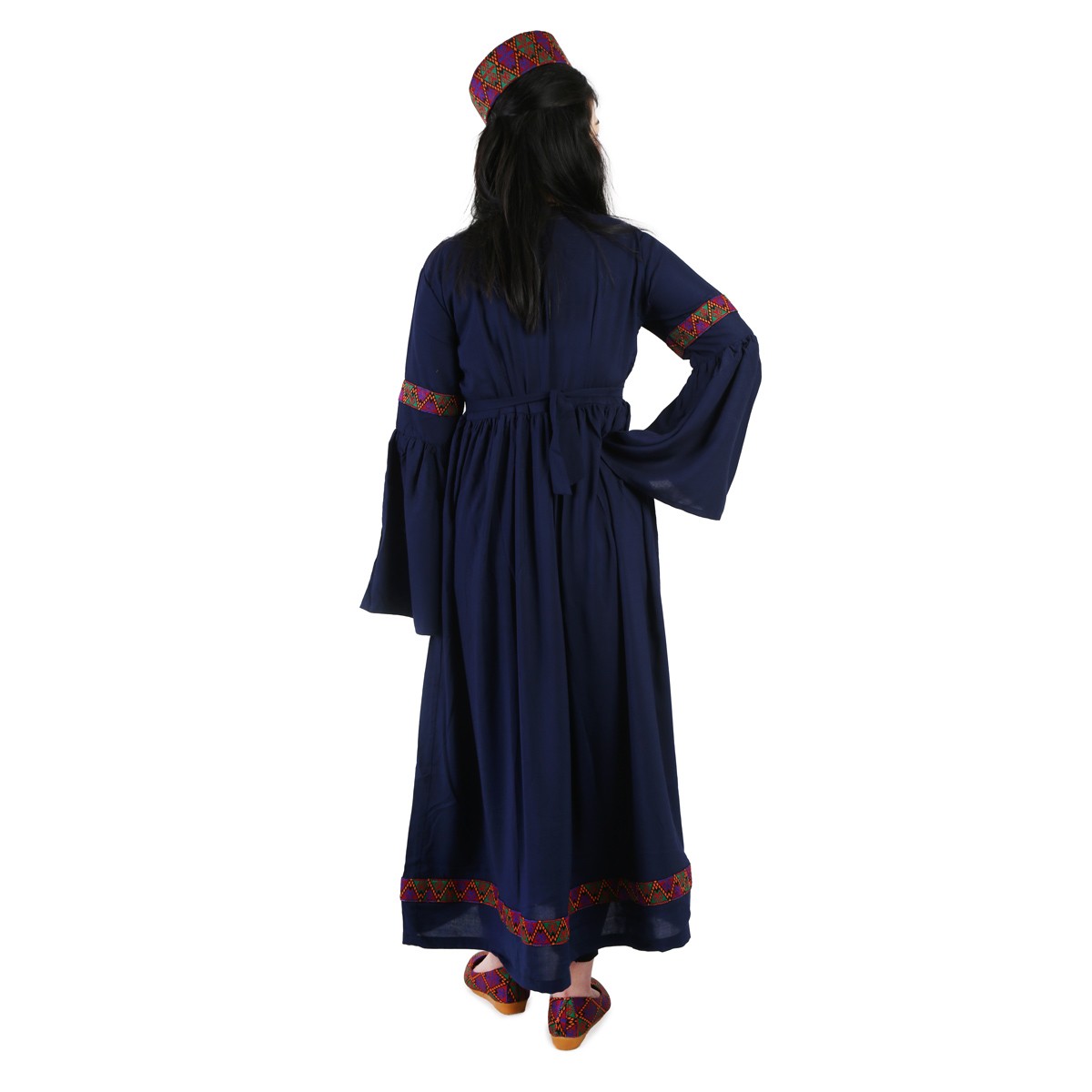 Blue Afghan Hazaragi Dress With Embroidered Hat 4