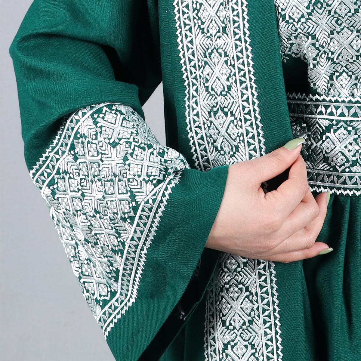 Pine Green Hazaragi Embroidered Dress | Shaal Shari Dress 4