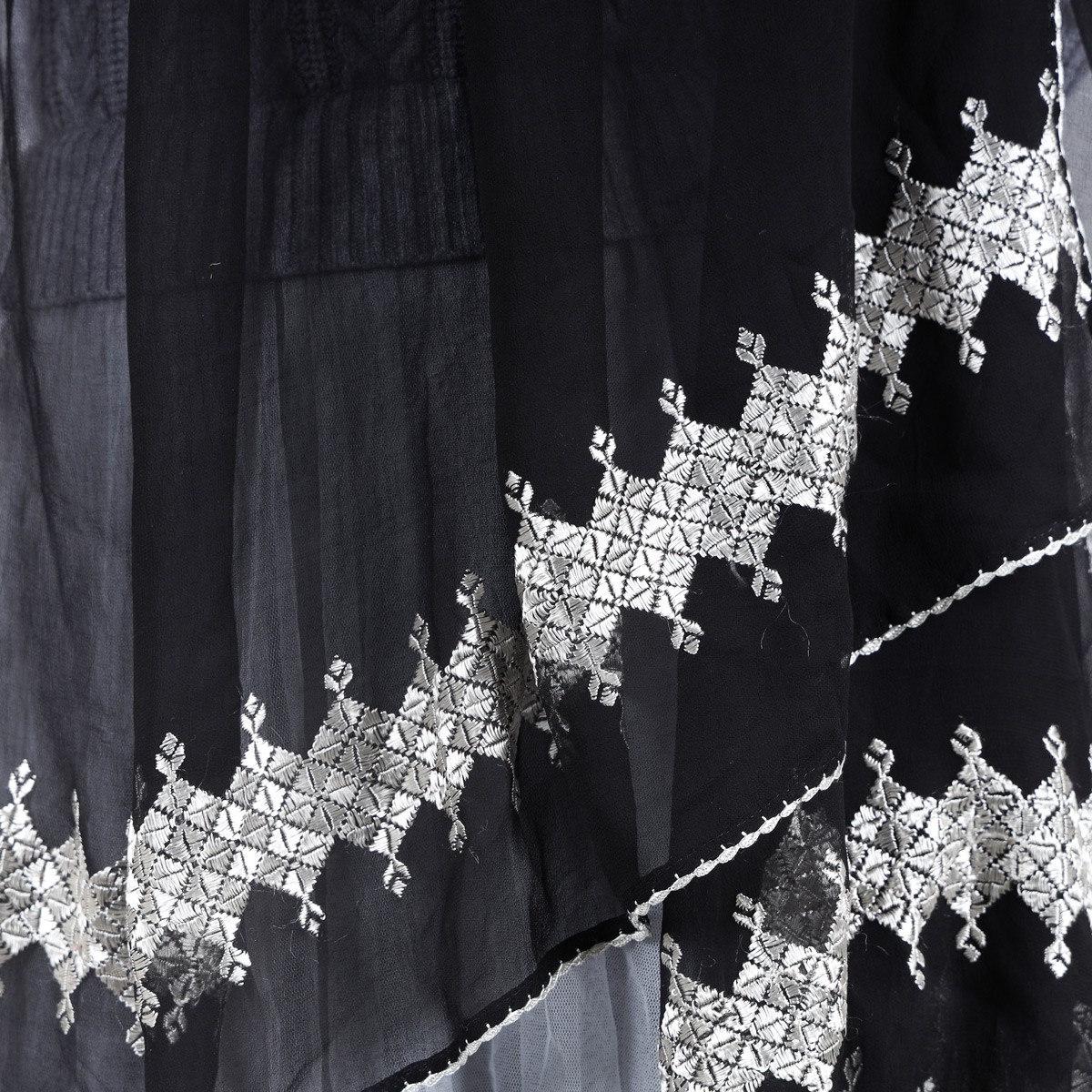 Black Hand Embroidered Scarf 4