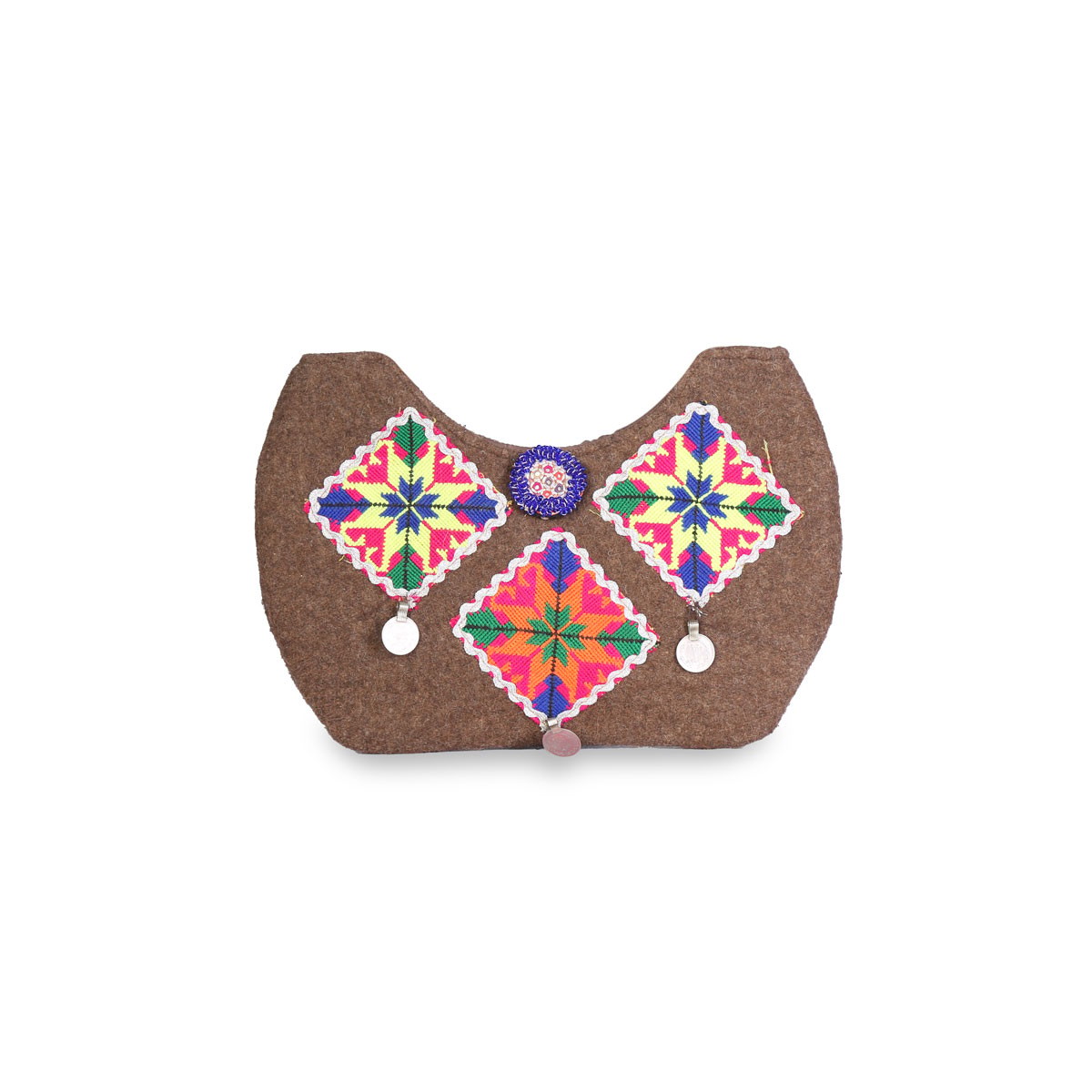 Brown Fancy Baguette Bag | Handwoven Coin Embroidered Barak Bag 2