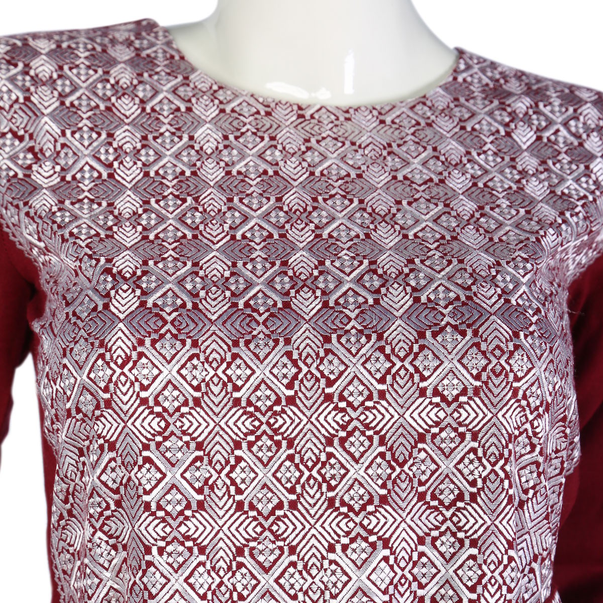 3 Piece Simple Afghan Cotton Suit | Red Traditional Dress with White Embroidery 3