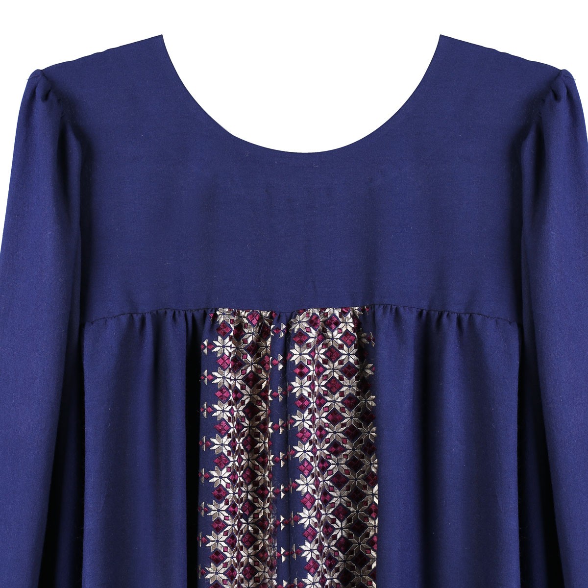 Blue Embroidered Dress With Trousers | 2 Piece Cotton Outwear 2