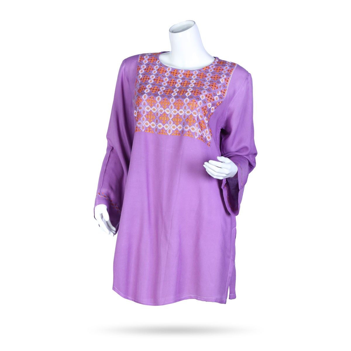 Purple Embroidered Plain Women's Shirt | Cotton Casual Wear 1