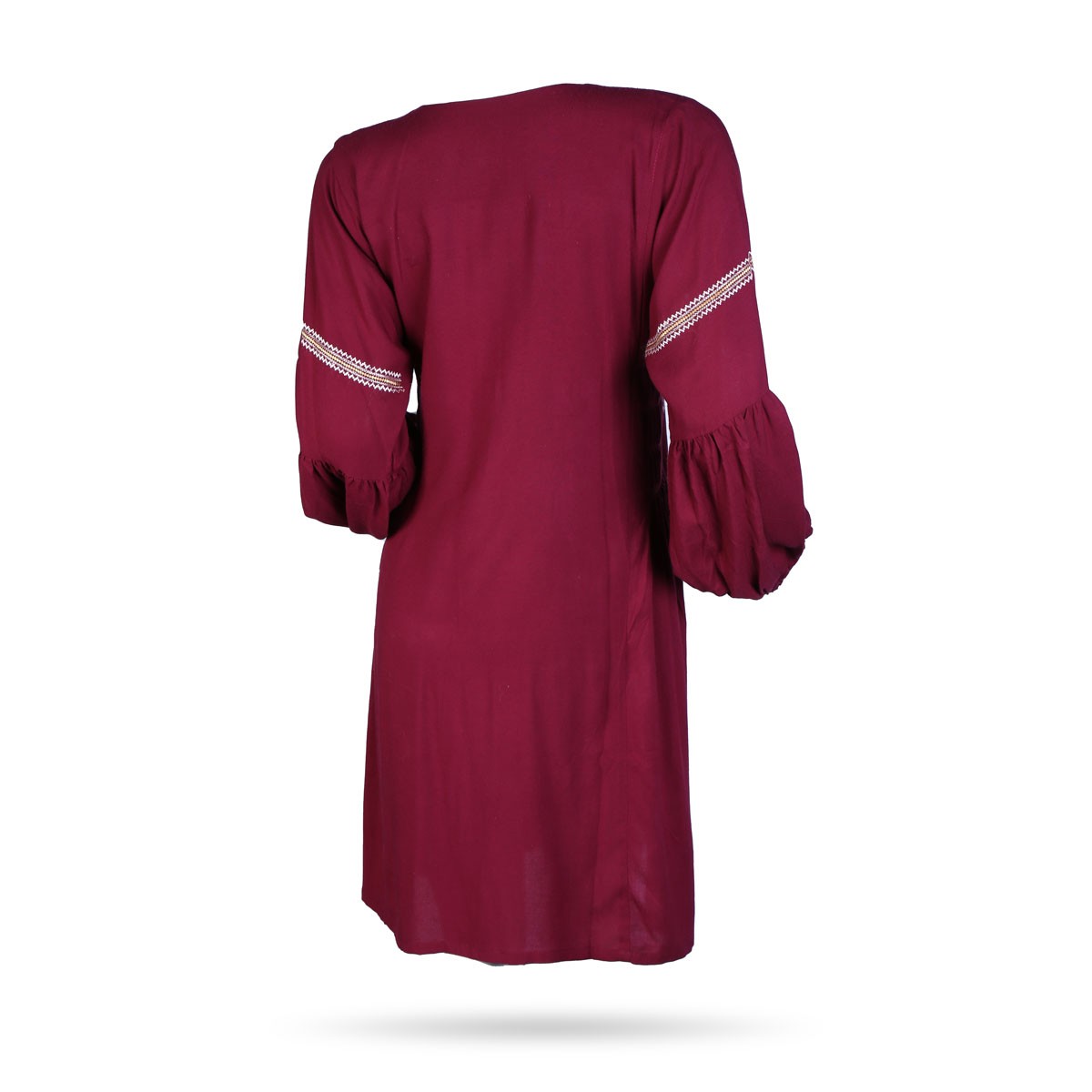 Dark Pink Cotton Casual Wear | Cuffed Sleeves Plain Dress 4