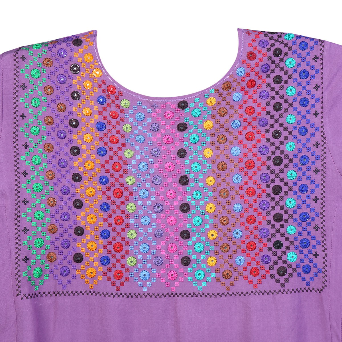 Purple Cotton Plain Embroidered Dress | 2 Piece Short Dress 2