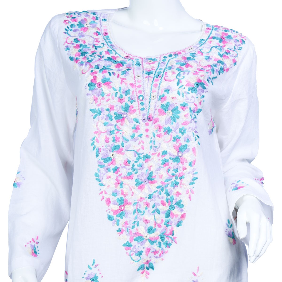 White All-Over Embroidered Dress | 2 Piece Plain Dress 2