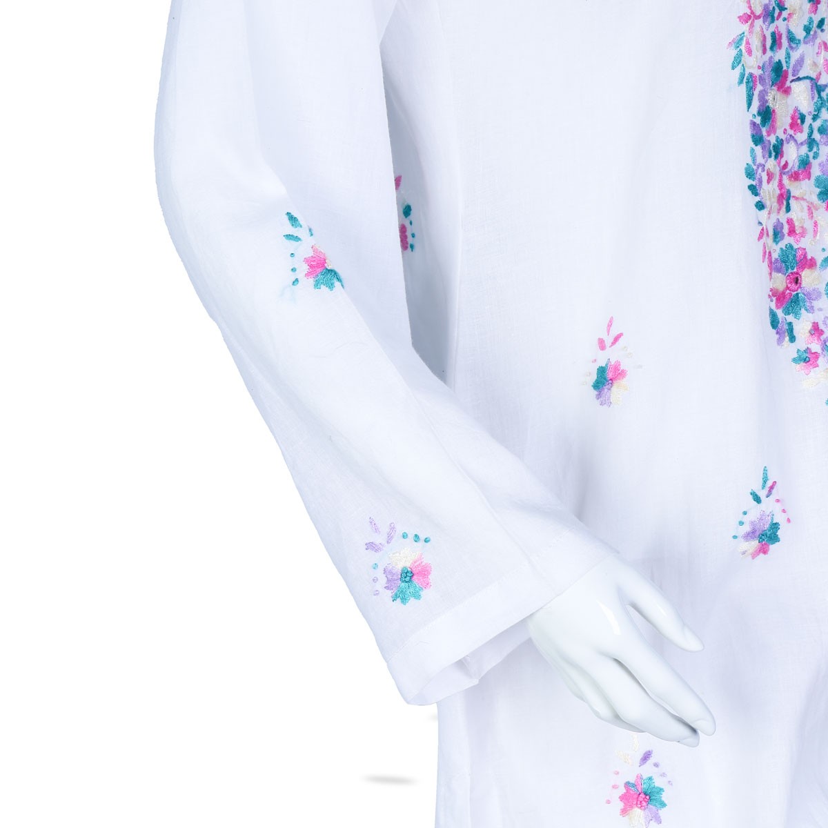 White All-Over Embroidered Dress | 2 Piece Plain Dress 3