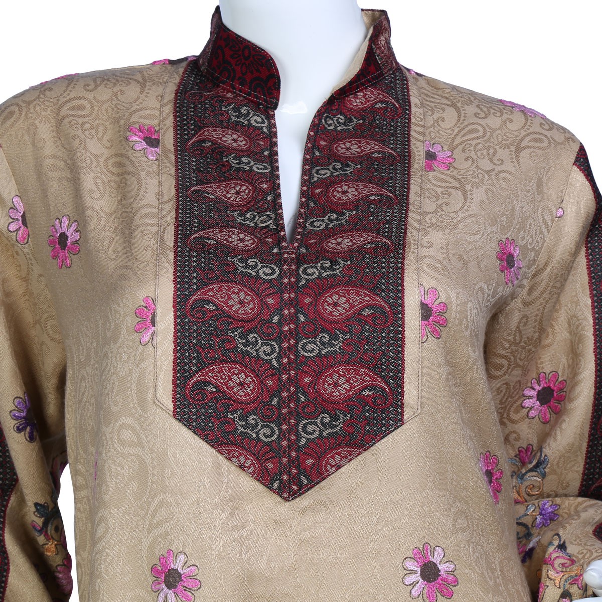 Cream Long Outwear | Thick Fabric Collared Dress 2