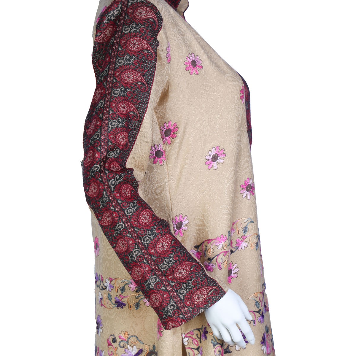 Cream Long Outwear | Thick Fabric Collared Dress 3