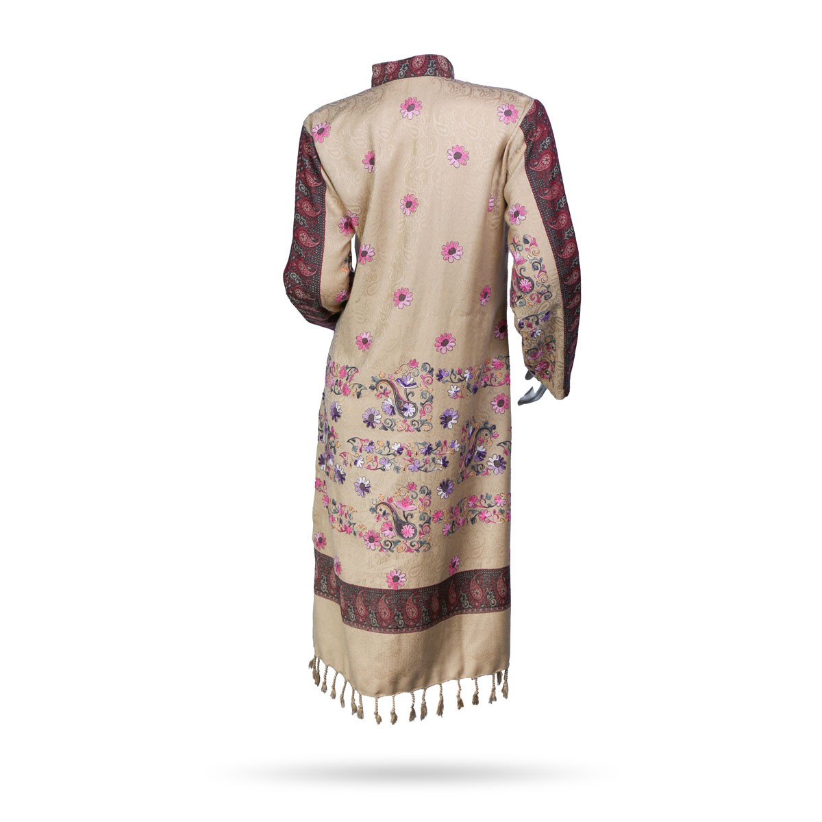 Cream Long Outwear | Thick Fabric Collared Dress 4