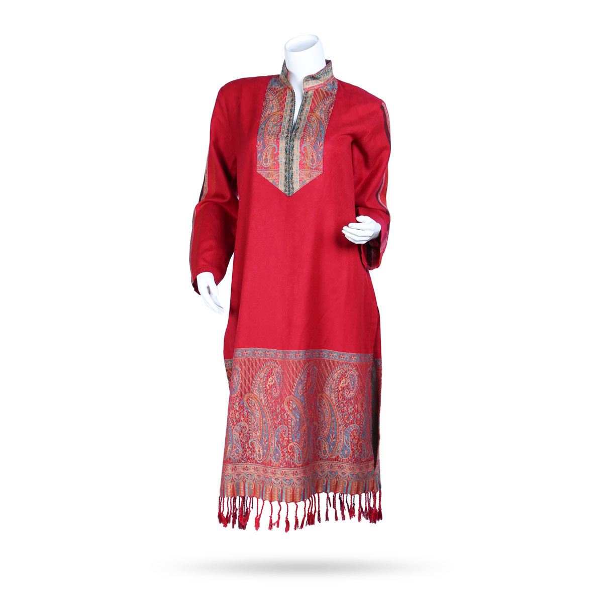 Red Shal Dress | Collared Plain Dress 1