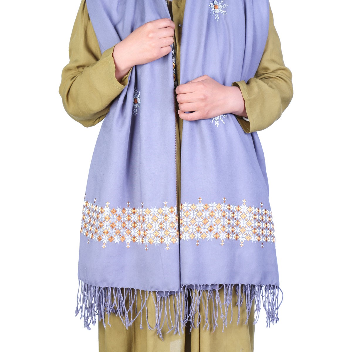Light Blue Cotton Scarf | Embroidered Scarf 2
