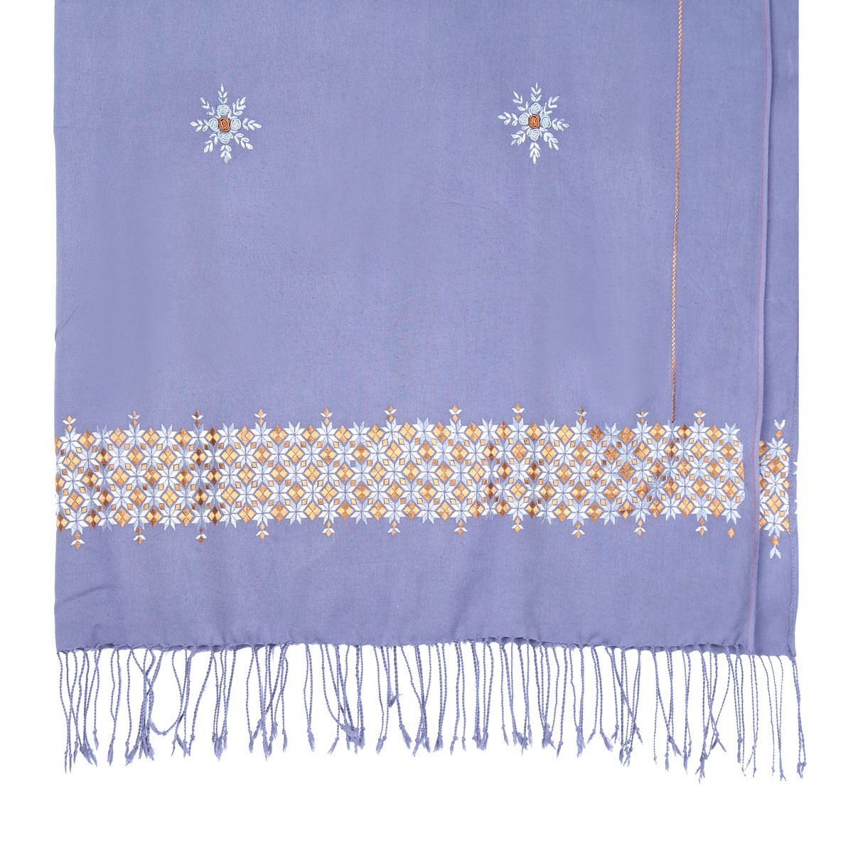 Light Blue Cotton Scarf | Embroidered Scarf 3