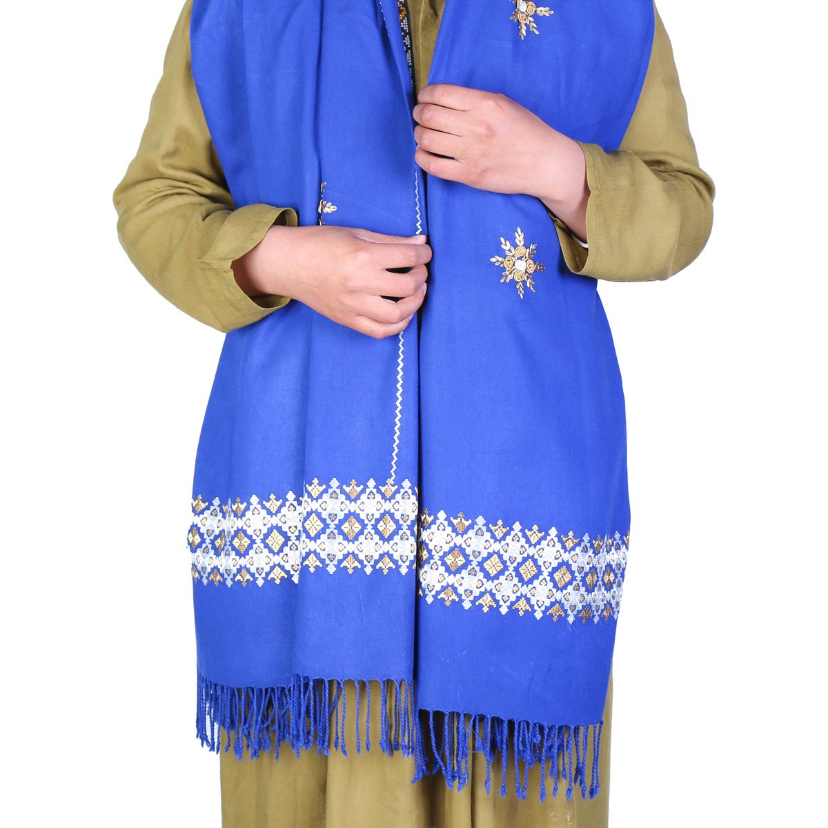 Lapis Blue Cotton Embroidered Scarf | Soft Scarf 2
