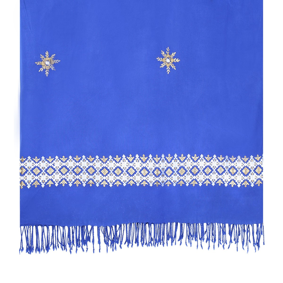 Lapis Blue Cotton Embroidered Scarf | Soft Scarf 3