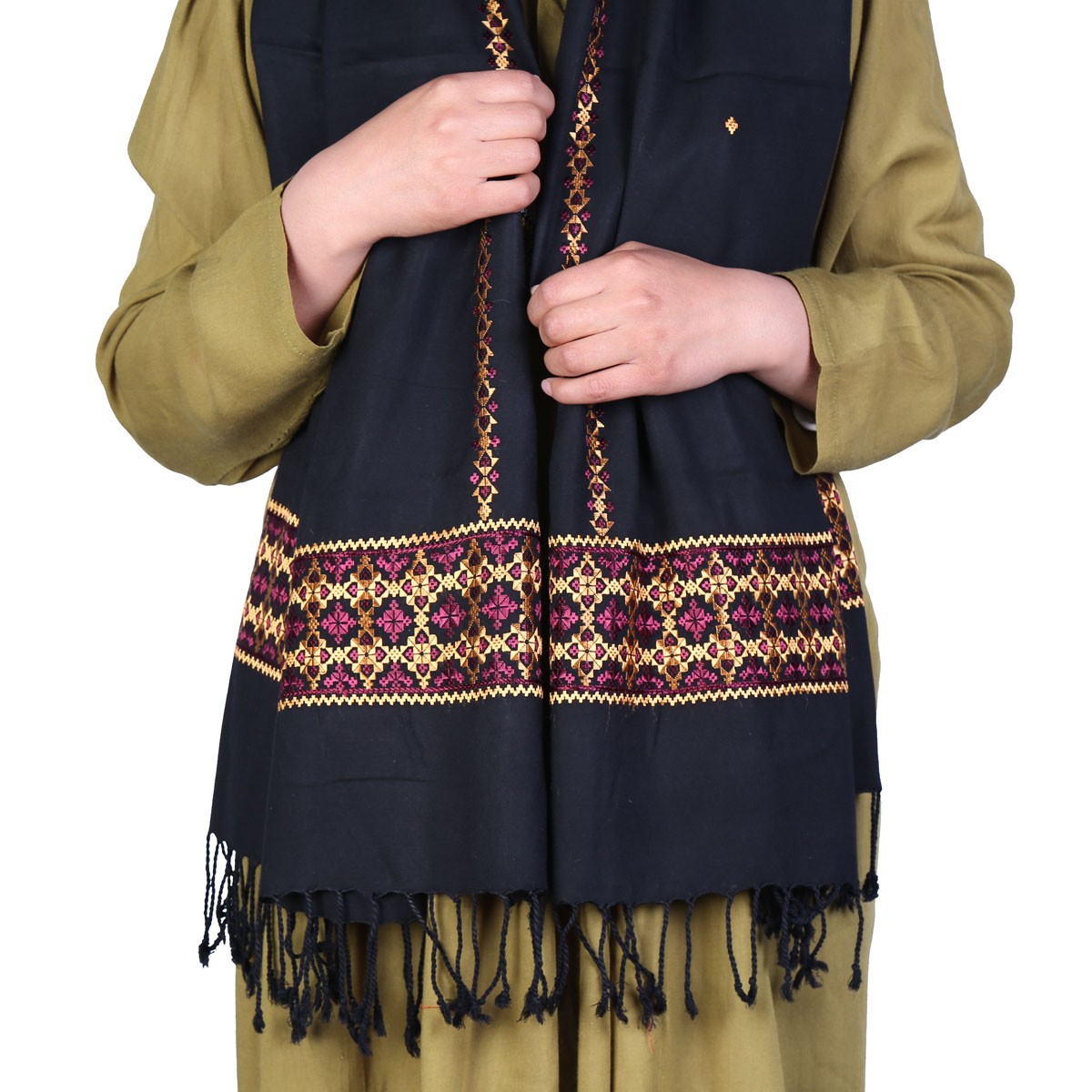 Denim Embroidered Scarf | Soft Cotton Scarf 2