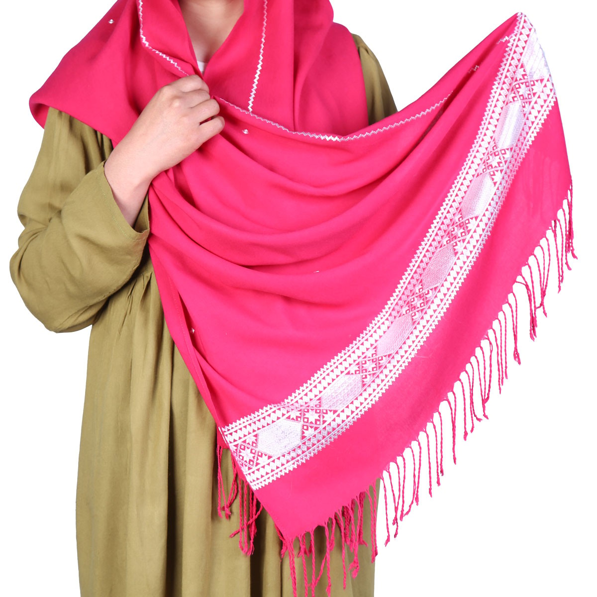 Pink Bamyani Embroidered Scarf | Soft Cotton Scarf 1