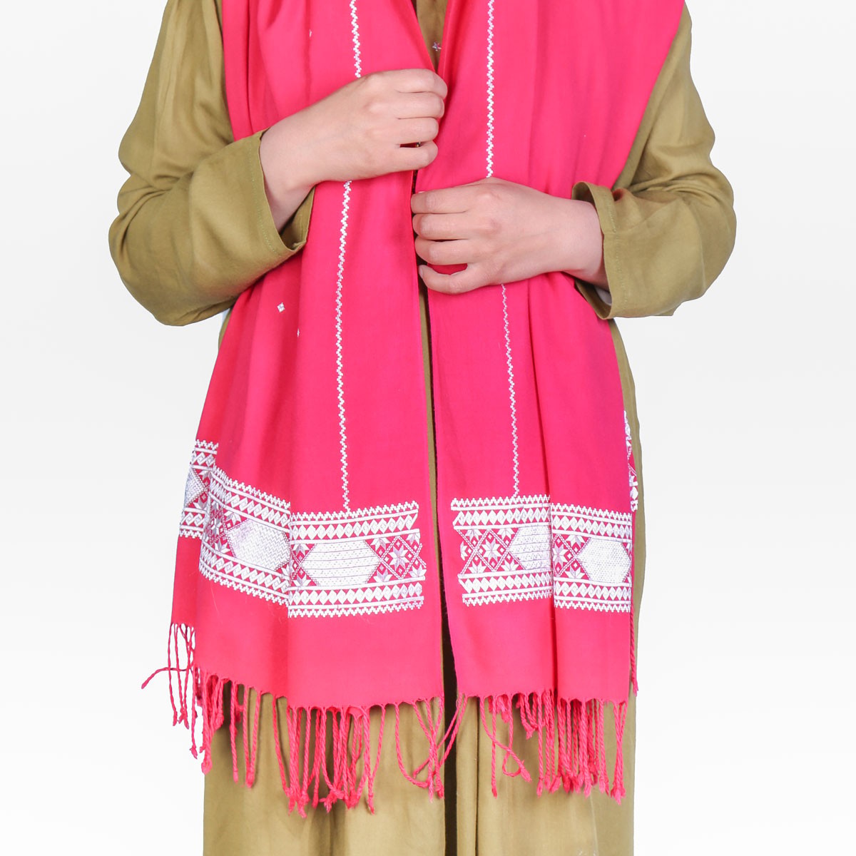 Pink Bamyani Embroidered Scarf | Soft Cotton Scarf 2