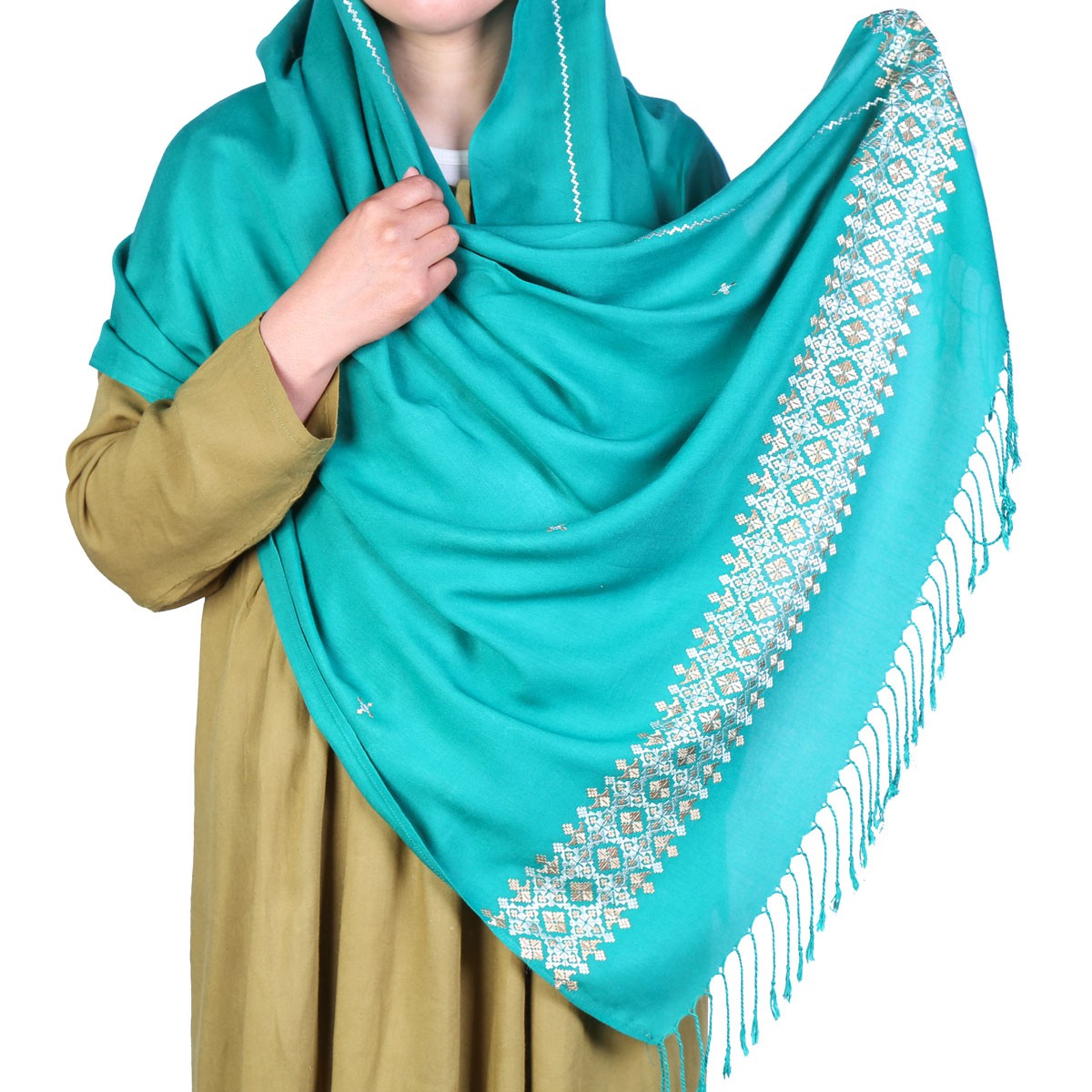 Light Blue Bamyani Embroidered Scarf | Soft Cotton Scarf 1