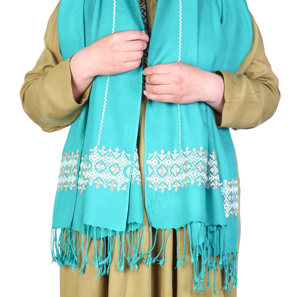 Light Blue Bamyani Embroidered Scarf | Soft Cotton Scarf 2