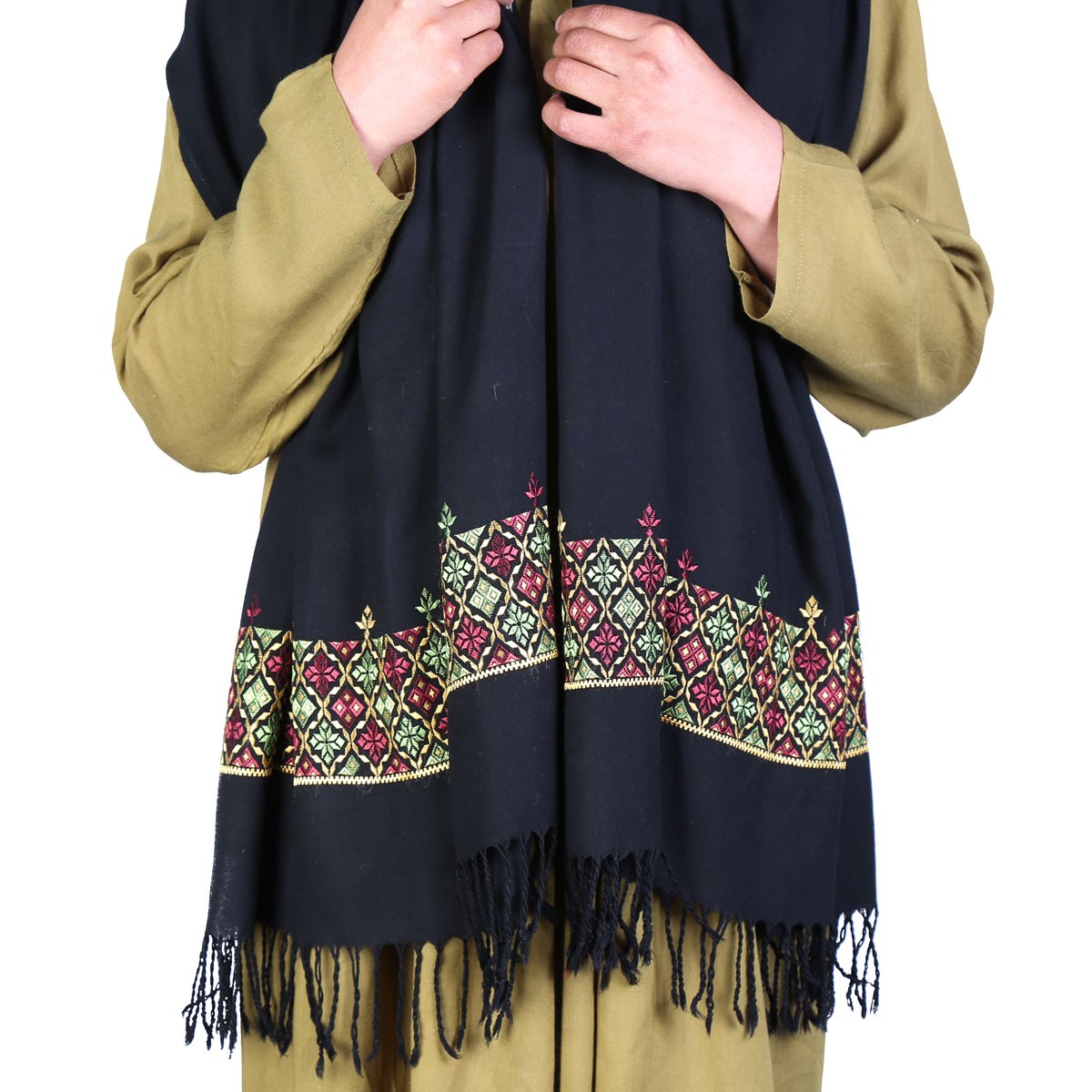 Navy Blue Bamyani Embroidered Scarf | Soft Cotton Scarf 2
