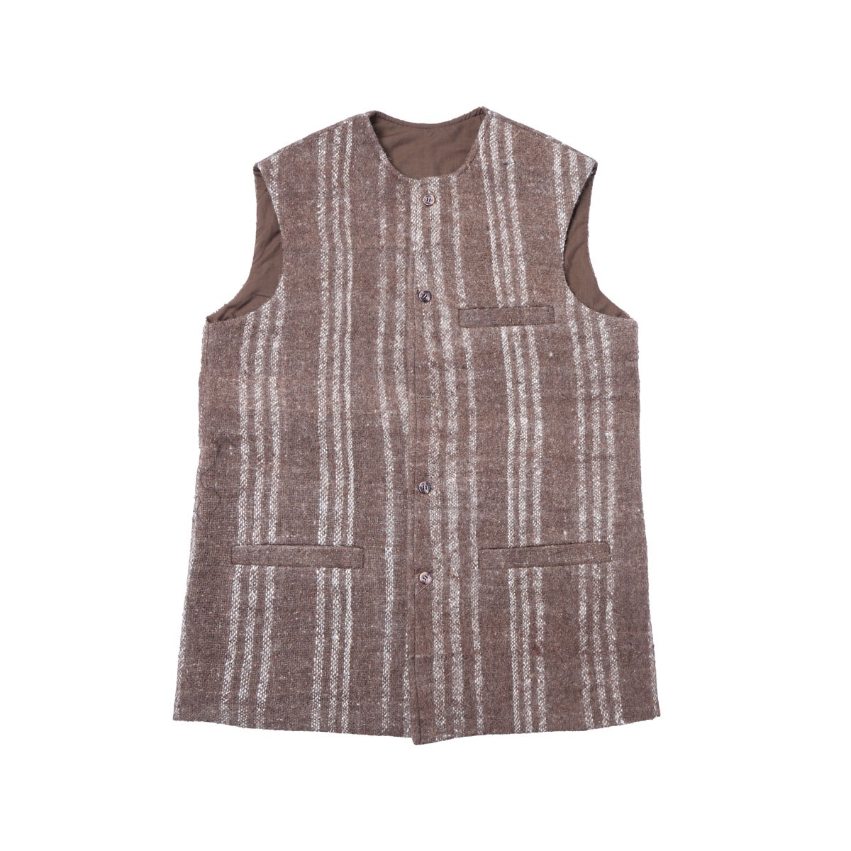 Brown Barak Waistcoat | White Striped Men's Vest 1