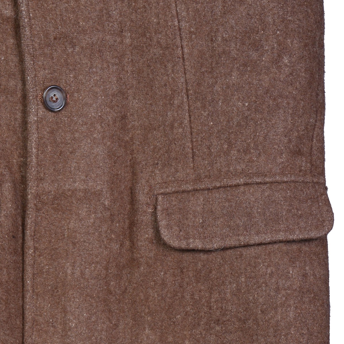 Woolen Hand-Stitched Coat | Brown Coat With Side Pockets 3