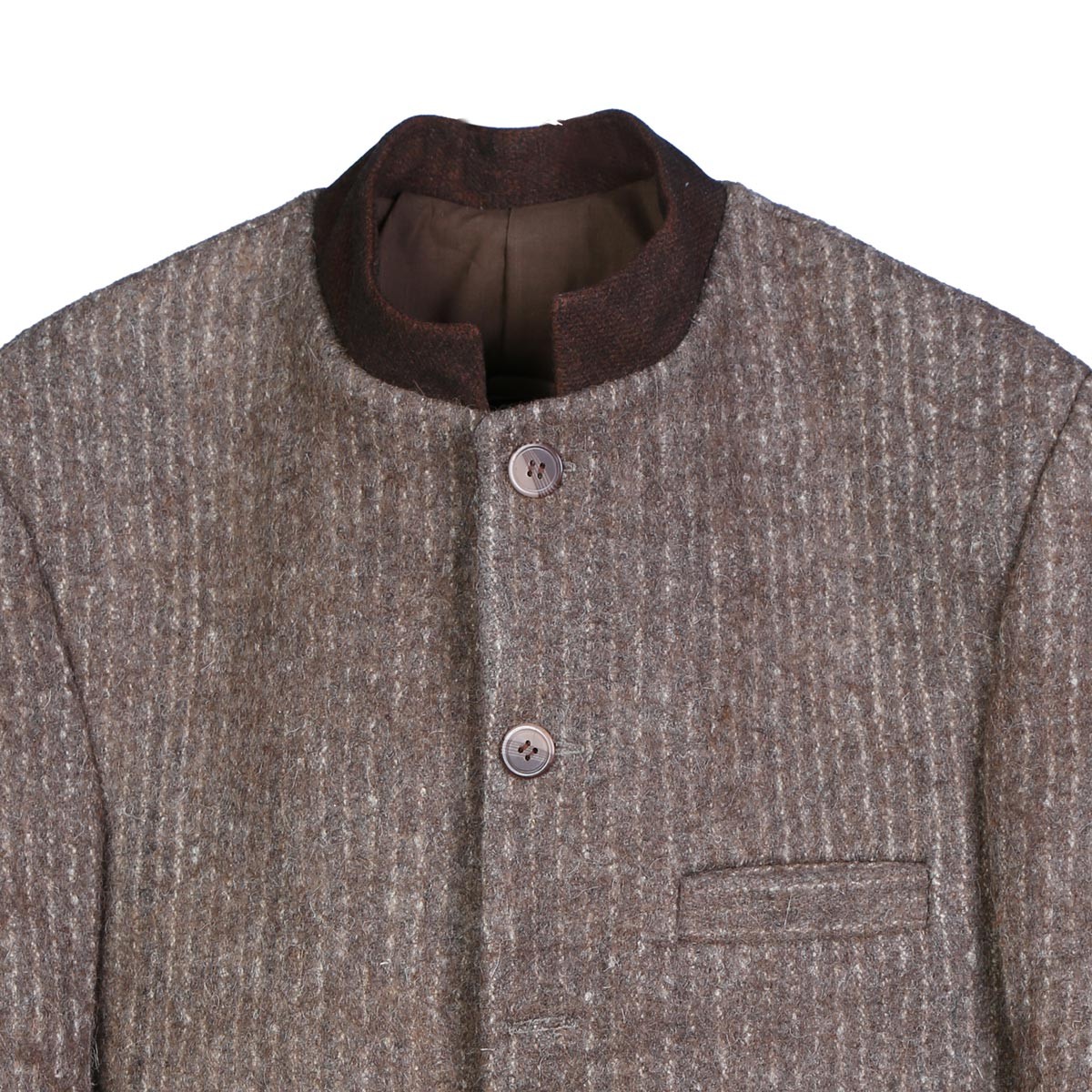 Hand-Stitched Coat With White Stripes | Brown Woolen Coat 2