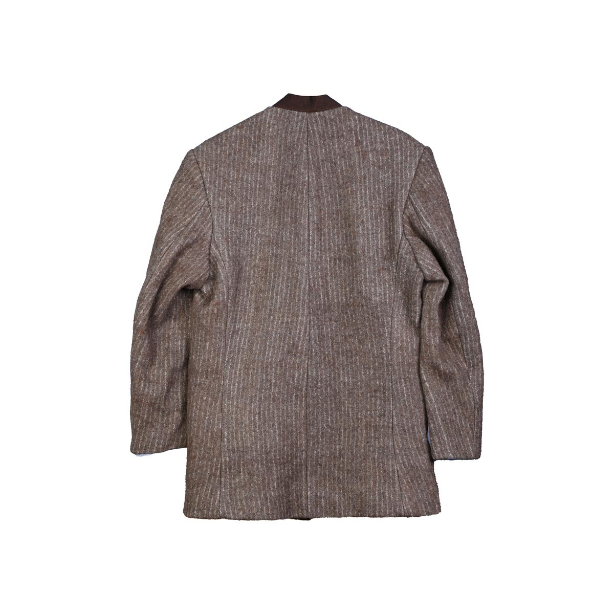 Hand-Stitched Coat With White Stripes | Brown Woolen Coat 4